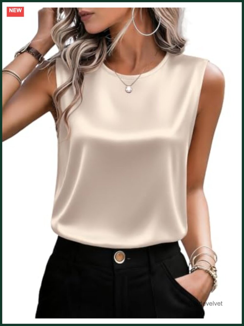 Womens Satin Tank Top Sleeveless Dressy Blouse Work Tunic
